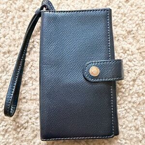 Coach Dark Blue Leather Phone Case
